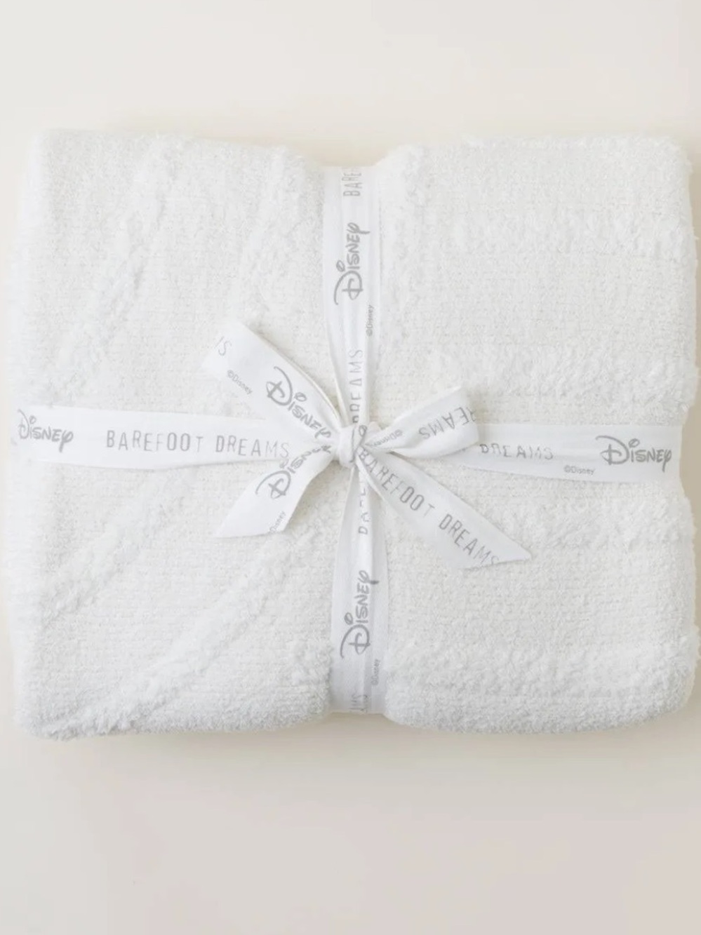 Barefoot Dreams CozyChic Classic Disney Fringe Throw, Cream NWT